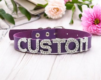Custom Initial Choker Necklace: Cosplay Collar, Personalized Name