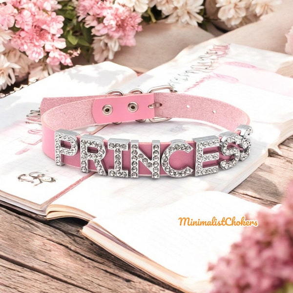 Custom choker Necklace, Name Collar Necklace, Women Cosplay Initial Letters Choker, Daddy's Girl Collar For Halloween, Christmas Gifts