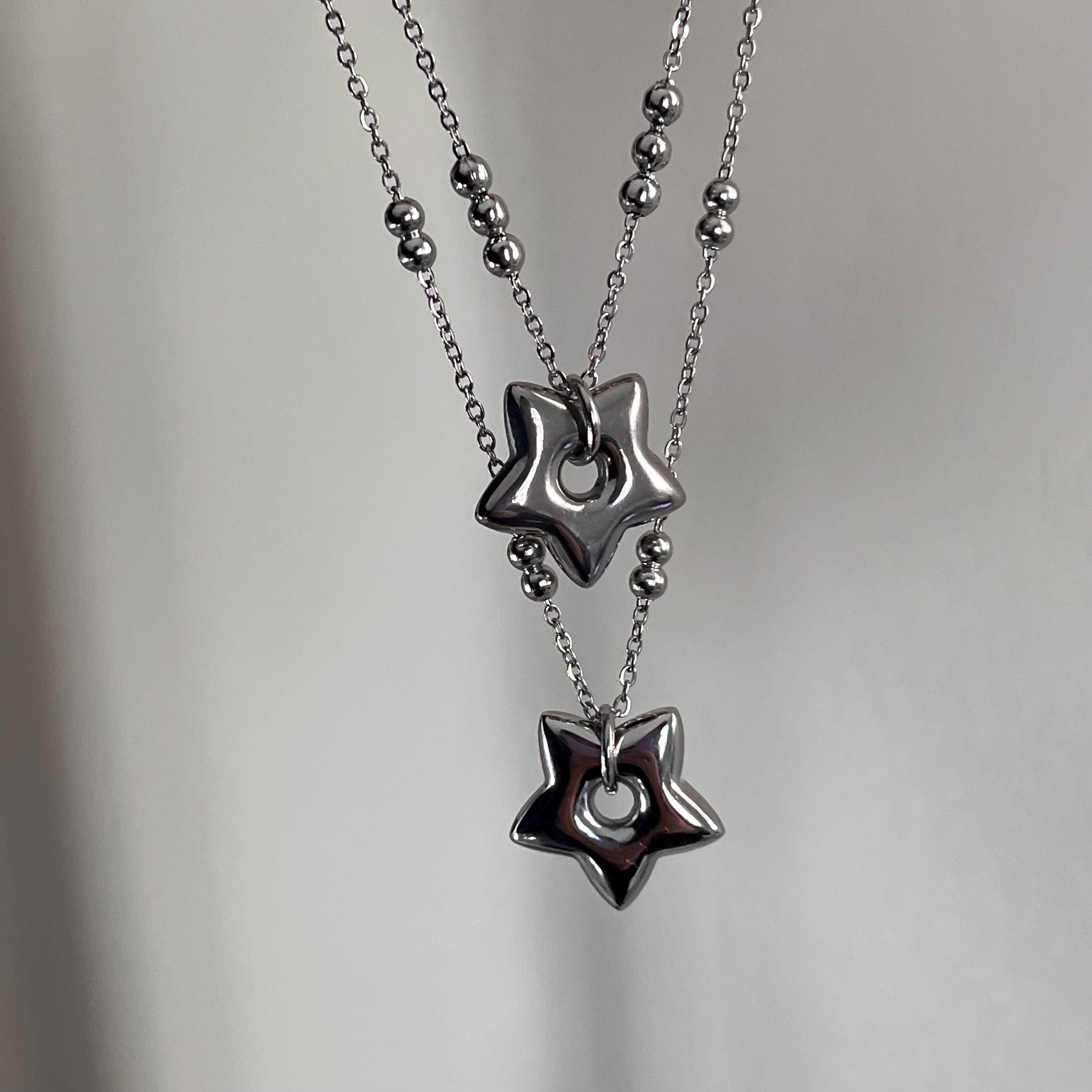 No Tarnishing Silver Stainless Steel Necklace, Star Pendant