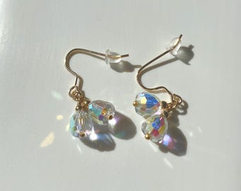 Dainty aesthetic Gold bell earrings, Princess earrings, Cute colorful glass beads  beaded earrings, Stainless steel  hook dangle earrings