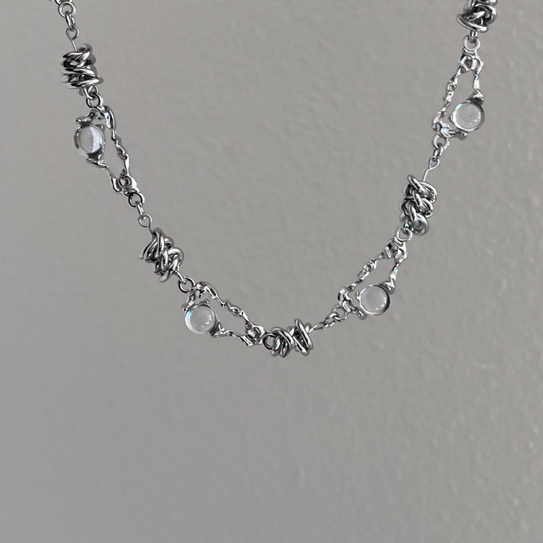 ONYX Chain × silver925 twis necklace y2k Inactwin Star Y2k Silver Necklace Grunge Layered Necklace