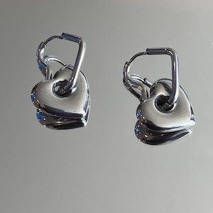 Boucles d&#39;oreilles coeur en acier inoxydable, créoles coeur en acier inoxydable, boucles d&#39;oreilles pendantes coeur, boucles d&#39;oreilles gothiques punk y2k, boucles d&#39;oreilles fantaisie