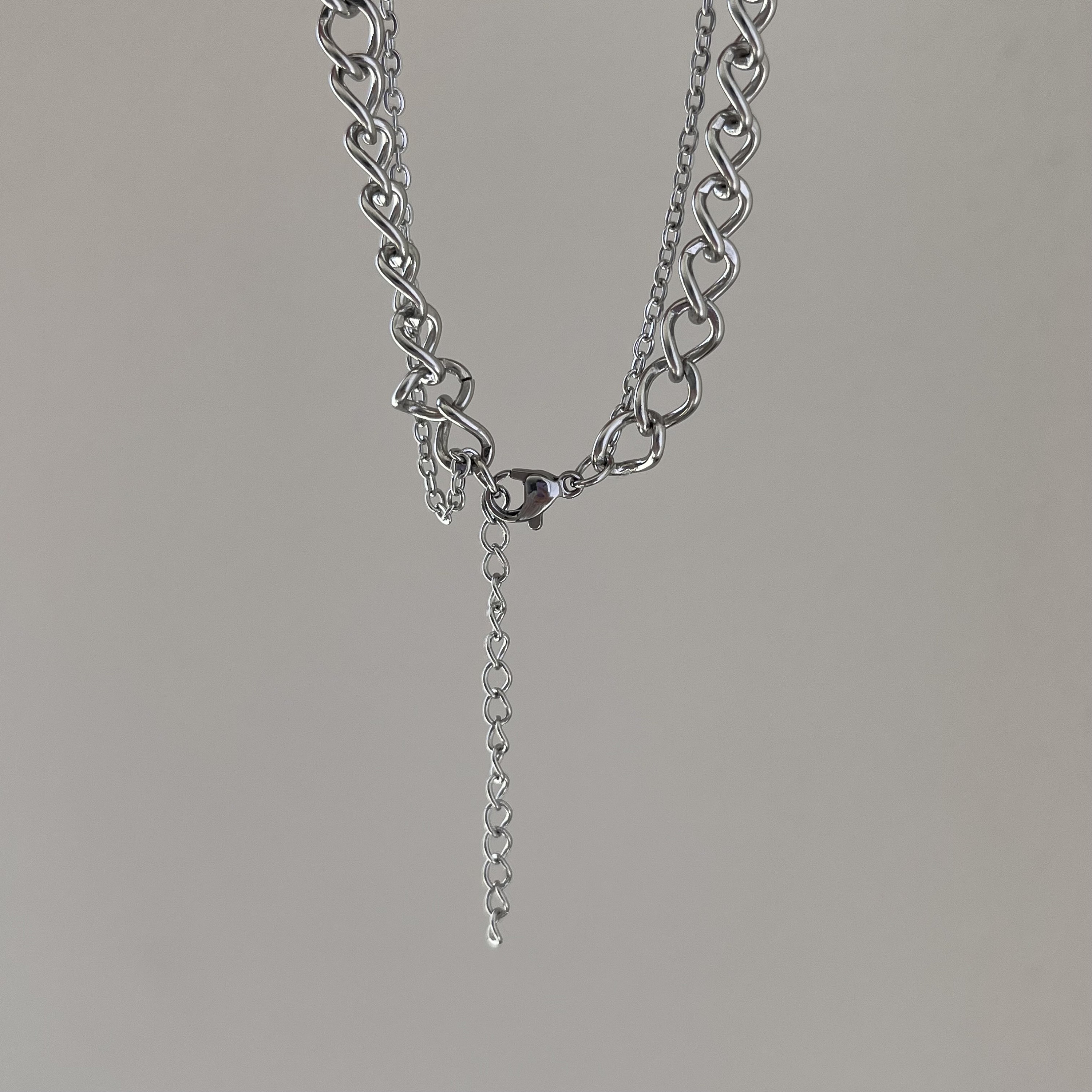 Stainless Steel Heart Crystal Polaris Necklace With Chunky