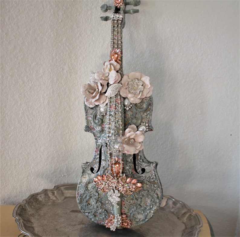 Vintage Jeweled Violin Wall Art Décor - Etsy