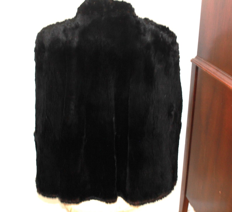 Vintage Black Shirred Fur Cape image 2