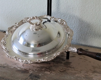 Vintage Silverplate Covered Chafing Dish 3 Piece