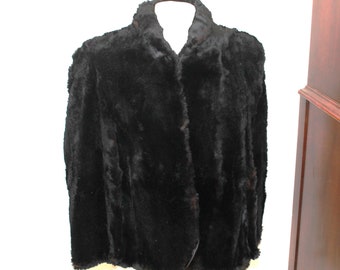 Vintage Black Shirred Fur Cape