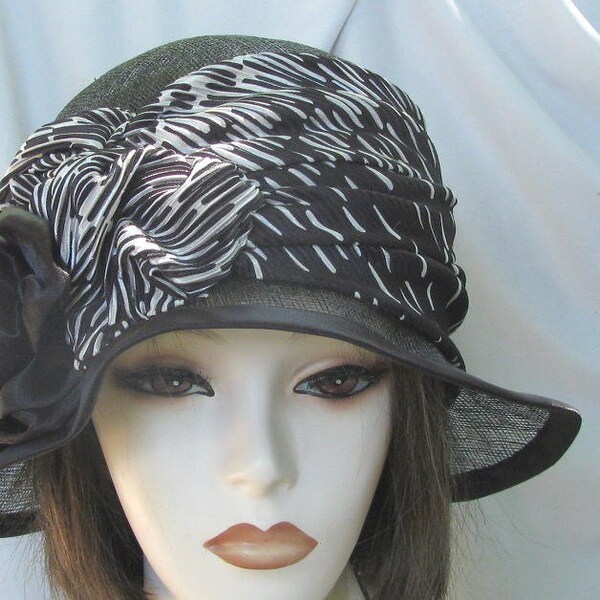 Black Summer Hat Wide Brim in Classic Vintage Style