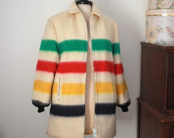 Vintage Hudson Bay Vintage Striped Wool Blanket Coat