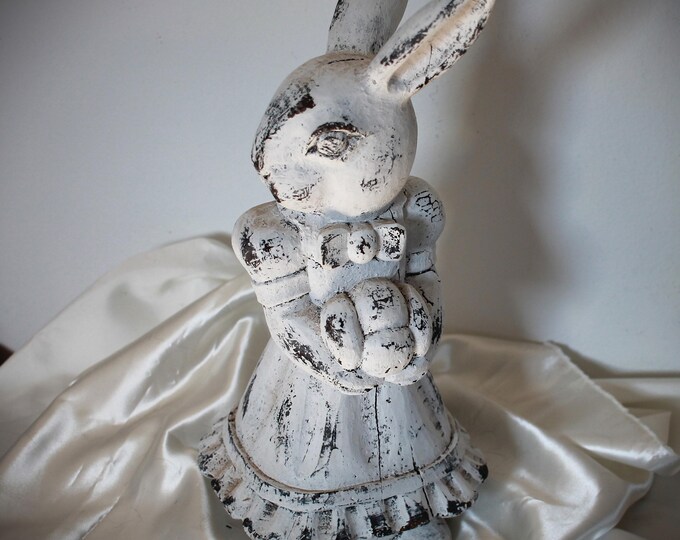 Vintage Primitive Wooden Bunny Rabbit Figurine Shabby Chic - Etsy