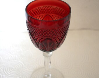 Vintage Cristal D' Argues Ruby Red Wine Glass