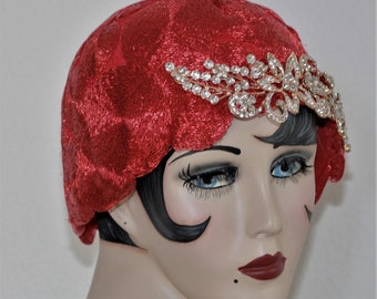 20s Flapper Hat, Bridal Headpiece Special Occasion Party Fancy Roaring 20s