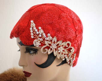 1920s Flapper Headpiece 20s Party Hat Great Gatsby Costume Skullcap