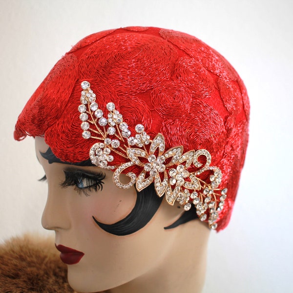 1920s Flapper Headpiece 20s Party Hat Great Gatsby Costume Skullcap
