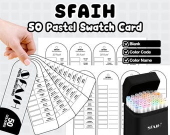 Karta próbek pasteli SFAIH 50 | Pusta, kod koloru, nazwa koloru | Do druku w formacie PDF, format A4 i Letter