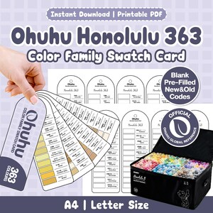 Ohuhu Honolulu 363 färgkartong | Tomma, förifyllda, nya+gamla koder, hålguide | Utskrivbar PDF A4 Letter