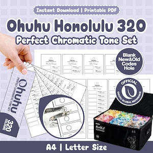 May include: Ohuhu Honolulu 320 Perfect Chromatic Tone Set printable PDF featuring color swatch cards with blank spaces for new and old codes. Includes a black carrying case filled with markers and a hole punch tool for organizing color charts.