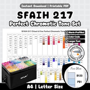 SFAIH 217 Chromatic Tone Set | Blank + Pre-Filled | Color Code | Larger Font | Chisel & Fine