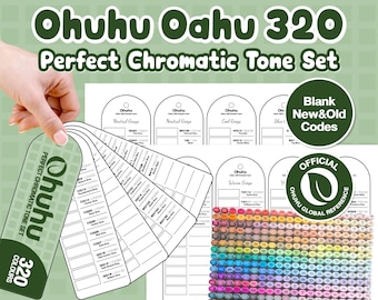 Karta wzorników kolorów Ohuhu Oahu 320 z rodziny kolorów Perfect Chromatic Tone | Puste, nowe i stare kody | Do druku w formacie PDF A4 Letter
