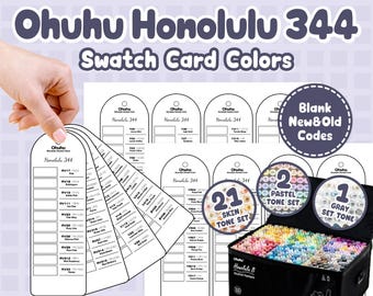 Karta próbek markerów Ohuhu Honolulu 344 | Wydrukowana pusta paleta kolorów | Szablon PDF dla artystów | Organizacja materiałów artystycznych