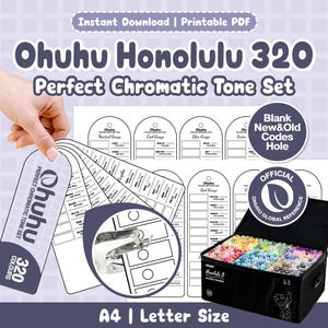 Ohuhu Honolulu 320 perfect chromatische toonset staalkaart | Afdrukbare pdf | Blanco | Nieuwe en oude codes | Klaar voor ringband | A4-formaat (letterformaat)