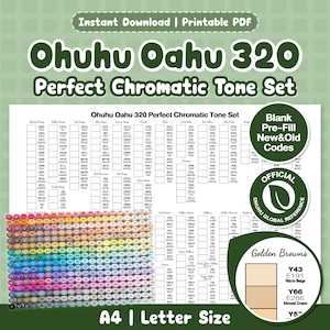 Ohuhu Oahu 320 Perfect Chromatic Tone Set Swatch Chart | Printable PDF | Blank + Pre-Filled | New + Old Codes | Alcohol Marker | A4 Letter
