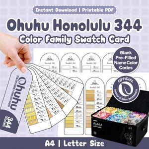 Tarjeta de muestras de color Ohuhu Honolulu 344 / En blanco + Prellenada / Nombre y códigos