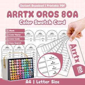 Arrtx Oros 80A Color Swatch Card | Printable PDF | Blank | Color Name + Color Code | Easy Search | Ring Binder Ready | A4 Letter Size
