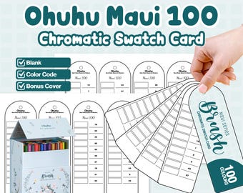 Ohuhu Maui 100 Chromatic Swatch Card | Water Based Brush Pen Reference