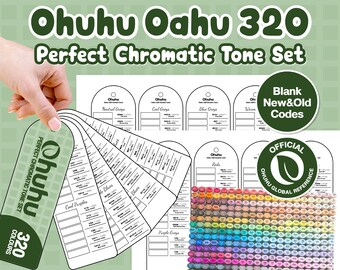Ohuhu Oahu 320 Perfect Chromatic Tone Set, Swatch Card Chart | Printable PDF | Blank New + Old Codes | Alcohol Marker Reference | A4 Letter