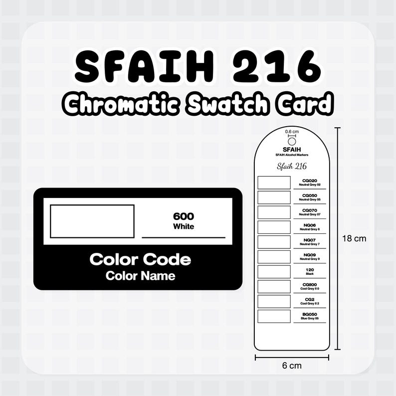 SFAIH 216 Chromatic Swatch Card | Blank, Color Code, Color Name, Chisel ...