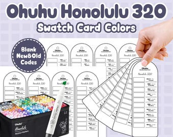 Wzornik kolorów Ohuhu Honolulu 320 | Pusty szablon markera dla artystów | Nowe i stare kody PDF do pobrania | Organizacja sztuki