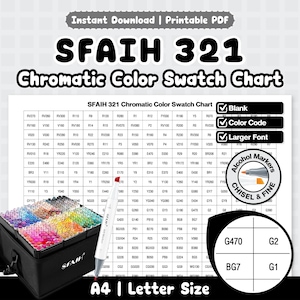 SFAIH 321 Chisel Fine Alcohol Marker Kleurenkaart | Afdrukbare PDF, Kleurcode