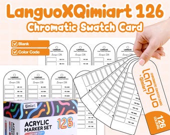 Languo x Qimiart 126 Chromatic Swatch Karte | Druckbare PDF | Farbcode-Karte | Acryl-Marker-Referenz | A4 Letter PDF