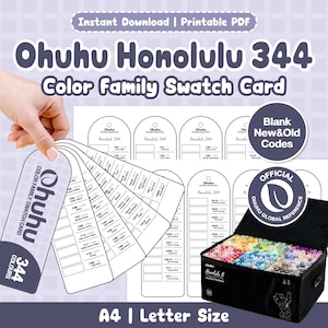 Ohuhu Honolulu 344 カラーファミリー スウォッチカード | 空白 | 新旧コード