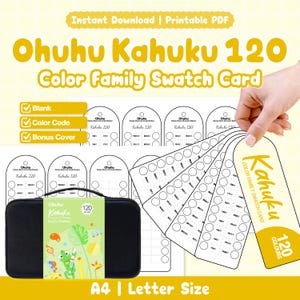 Ohuhu Kahuku 120 kleurenfamilie staalkaart | Afdrukbare pdf | Blanco kleurencodekaart | Bonusomslag | Acrylstift | A4-formaat (letterformaat)