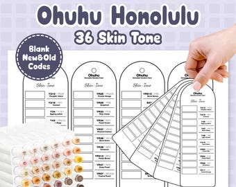 Ohuhu Honolulu 36 huidskleuren staalkaart | Blanco kleurentracker voor markerartiesten | Afdrukbare pdf