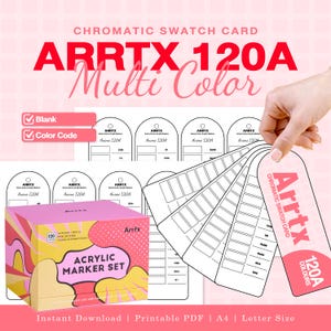 Arrtx 120A Anime Multi Color Chromatic Swatch Card | Printable PDF | Blank Color Code Chart | Acrylic Marker | A4 Letter Size PDF