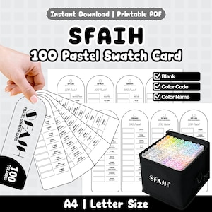 SFAIH 100 Pastel Swatch Card | Blank, Color Code, Color Name | Printable PDF, A4 & Letter Size