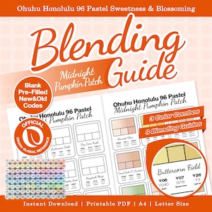 Ohuhu Honolulu 96 Pastel Midnight Pumpkin Patch Blending Guide | Printable PDF | Blank + Pre-Filled | New & Old Codes | A4 Letter Size