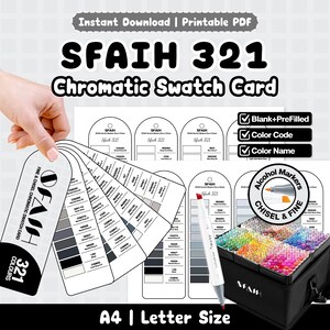 SFAIH 321 Chromatic Swatch Card | Blank + Pre-Filled | Name + Code | Fine & Chisel