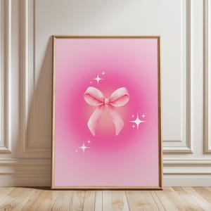 Pink Bow Digital Wall Art, Decorazione per la stanza Coquette, Poster per la stanza delle ragazze, Arte estetica, Decorazione per la cameretta dei bambini, Grande arte murale, PDF scaricabile immediatamente