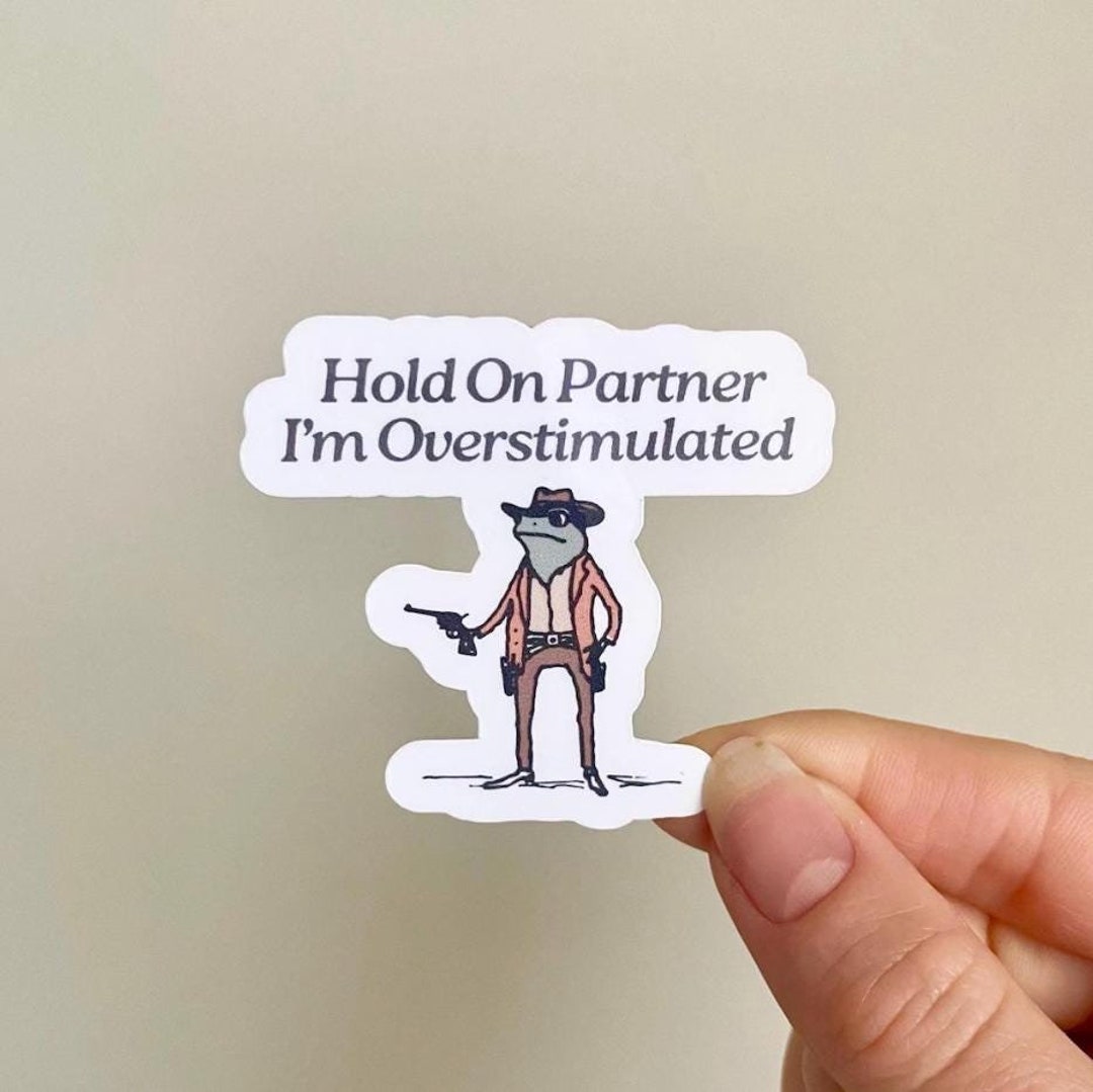 Cowboy Frog Sticker Unhinged Sticker, Hold on Im Overstimulated Sticker ...