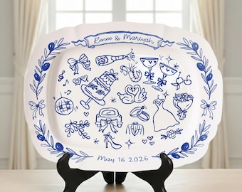 Personalized Wedding Platter Plate – Custom Newlywed Gift, Romantic Ceramic Keepsake, Housewarming or Anniversary Gift for Couple P212FXC0