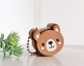 Llavero de oso con clicker mecánico - Llavero de oso impreso en 3D - Juguete sensorial táctil de escritorio - Regalo de oso marrón o canela para amantes de los animales