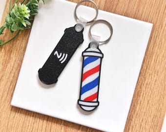 Llavero NFC con forma de poste de barbero, llavero con tarjeta de presentación digital, regalo para barberos