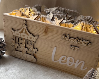 DIY personalisierter Adventskalender mit Name, Adventskiste, Adventskalender aus Holz, Adventskalender zum Befüllen, weihnachten,