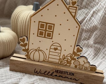 Herbstdeko, Herbstaufsteller, Holzdeko Herbst, Klötzchenliebe, Türschild Herbst, Kürbisdeko