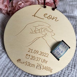 Geburtsband Halter, Geburtsbändchen, Holzschild Geburt, Baby Geschenk Mama, Krankenhausband, Geburtsarmband Aufbewahrung