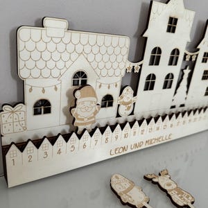 Conto alla rovescia dell'Avvento con nome, calendario dell'Avvento in legno, conto alla rovescia di Natale, Natale, Avvento, calendario per bambini, calendario in legno
